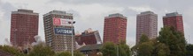 The Red Road flats during the demolition